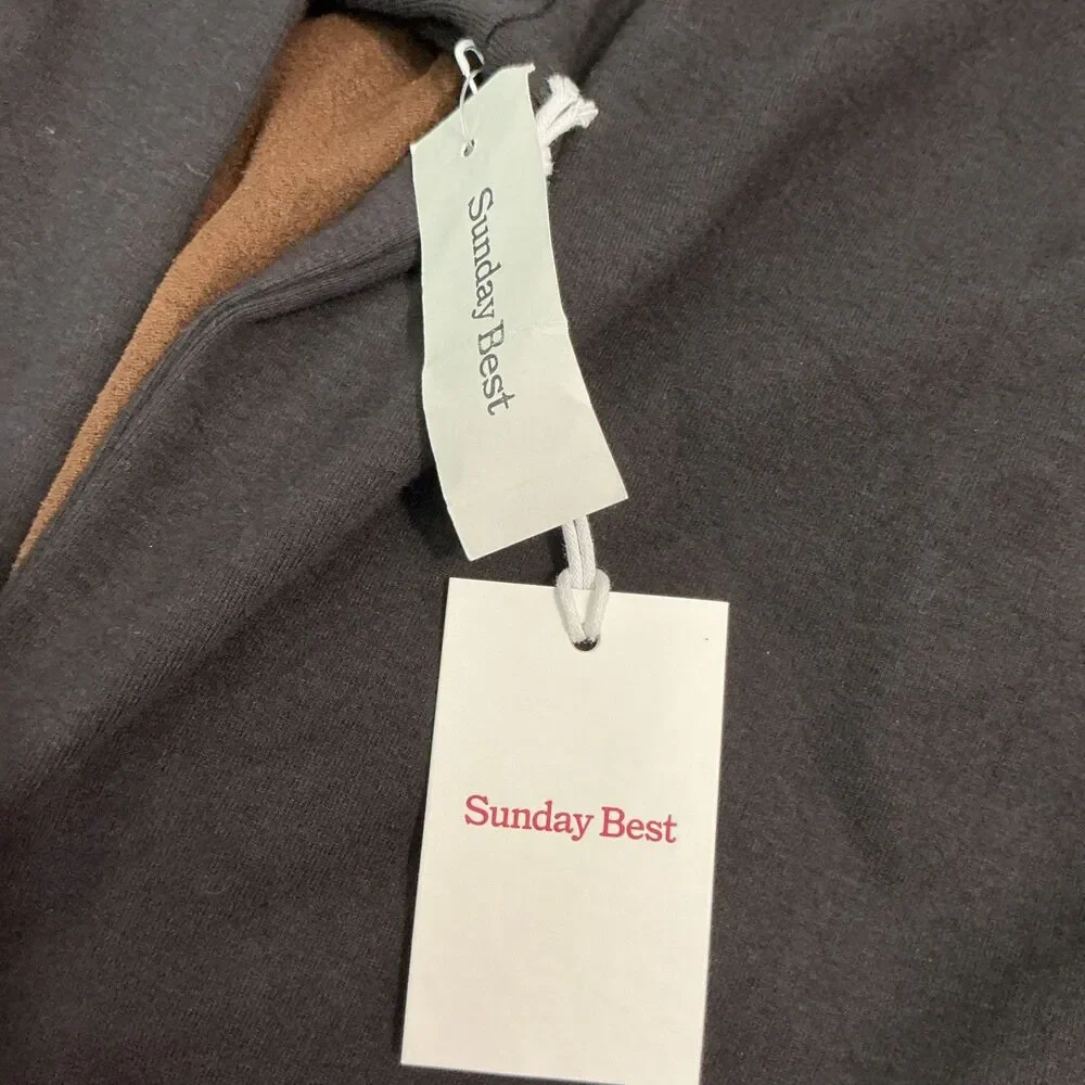 Aritzia Sunday Best Black Cropped Long Sleeve Large Round Neck Top NWT lagenlook
